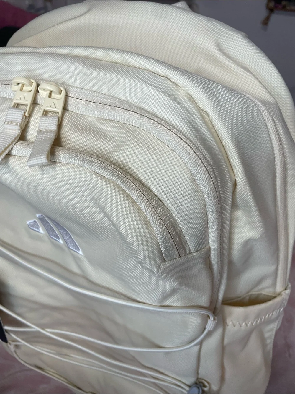 adidas Cream/Off-White Backpack with Bungee Front